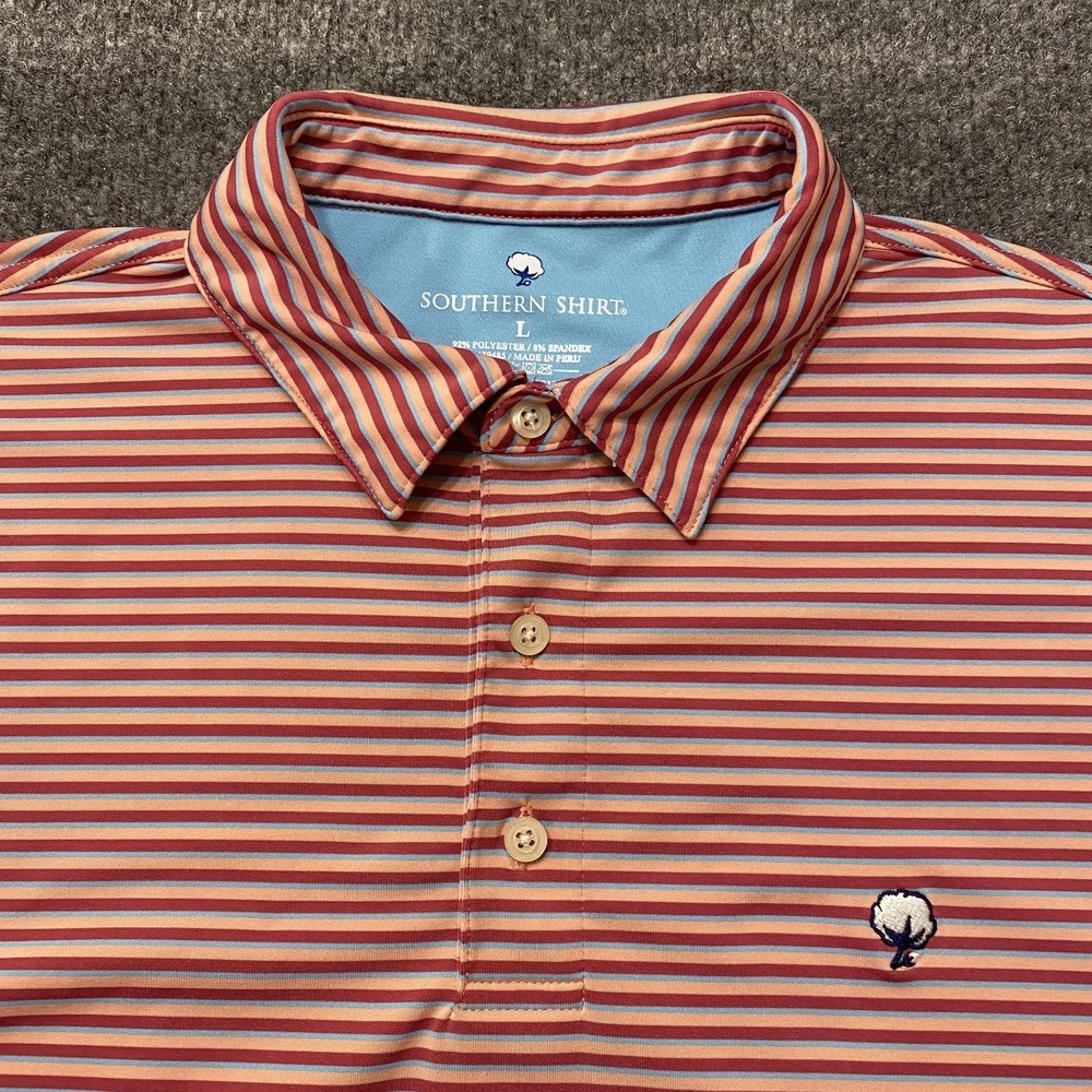 Southern Shirt Company Striped Performance Stretch Golf Polo Shirt Mens Large